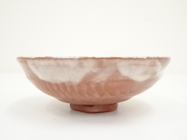 赤楽　嶋台茶碗　楽入造 赤楽 嶋台茶碗 楽入造 赤楽嶋台茶碗 川崎和楽造 共箱 : 茶道具商 越中